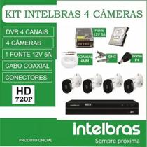 Kit cftv 4 câmeras intelbras 1120b + Dvr Intelbras 1004 KIt Completo