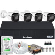 kit Cftv 4 Câmeras Intelbras 1220 Full Color 1080p Colorido Noite Dvr 8 Canais Mhdx 3008c 500gb
