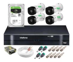 Kit CFTV 4 Câmeras Intelbras VHC 1120 B com dvr MHDX C/ HD 1TB