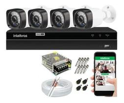 Kit Cftv 4 Câmeras Multi Hd 720p 1mp Dvr Intelbras Mhdx 1104