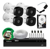 Kit Cftv 4 Câmeras Multi Hd 720p 1mp Dvr Intelbras Mhdx 1104