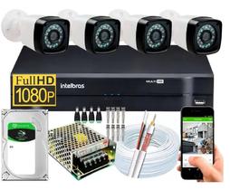 Kit Cftv 4 Cameras Segurança 1080p Full Hd Dvr Intelbras 1tb