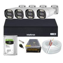 Kit Cftv 4 Cameras Segurança 1080p Full Hd Imagem Colorida a Noite + Dvr Intelbras 4ch c/hd 1tb