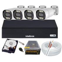 Kit Cftv 4 Cameras Segurança 1080p Full Hd Imagem Colorida a Noite + Dvr Intelbras 4ch