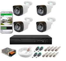 Kit Cftv 4 Câmeras Segurança 1mp 20m Dvr Full Hd 4 Ch S/ Hd