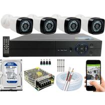 Kit Cftv 4 Câmeras Segurança 1mp 720p 20m Dvr Full Hd 4 Ch C/HD