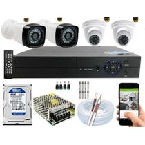 Kit Cftv 4 Câmeras Segurança 2MP 1080p 20m Dvr Full Hd 4Ch Ch
