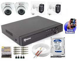Kit Cftv 4 Câmeras Segurança 2mp 1080p 20m + Dvr Multi Hd 4 Canais C/HD 160gb