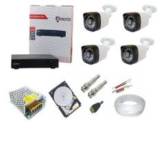 Kit Cftv 4 Câmeras Segurança 720 P 20m + Dvr Multi Hd 4 Ch - Protec C/250gb