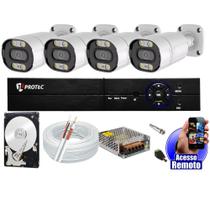 Kit Cftv 4 Câmeras Segurança Colorida Dia Noite Full Color 2mp 1080p 20m Dvr Full Hd 4 Ch
