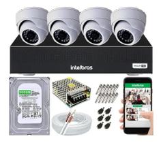 Kit Cftv 4 Câmeras Segurança Dome Ir Dvr Mhdx 1104 Intelbras