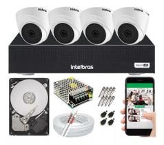 Kit Cftv 4 Câmeras Segurança Dome Ir Dvr Mhdx 1104 Intelbras