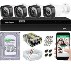 Kit Cftv 4 Câmeras Segurança Full Hd 2 Mp Dvr Mhdx Full hd Geração 6 Intelbras