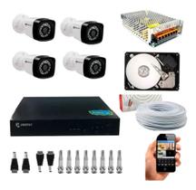 Kit Cftv 4 Câmeras Segurança full hd 2 MP DVR Multi Hd 4ch protec completo c/hd 500gb