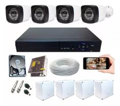 Kit Cftv 4 Câmeras Segurança Full Hd Dvr 4 ch Com/hd