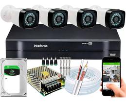 Kit Cftv 4 Cameras Segurança Full Hd Dvr Intelbras 1tb