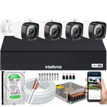 Kit Cftv 4 Cameras Segurança Full Hd Dvr Intelbras 500GB