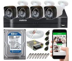 Kit Cftv 4 Câmeras Segurança Hd 1 Mp Dvr Mhdx Intelbras Full hd Kit Cftv 4 Câmeras Segurança Hd 1 Mp Dvr Mhdx Intelbras Full hd