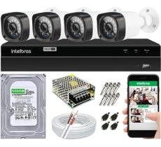 Kit Cftv 4 Câmeras Segurança Hd 1 Mp Dvr Mhdx Intelbras