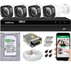 Kit Cftv 4 Câmeras Segurança Hd 1 Mp Dvr Mhdx Multi Hd Intelbras