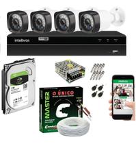 Kit Cftv 4 Câmeras Segurança Hd 1mp Intelbras C/ Hd 1tb Kit Cftv 4 Câmeras Segurança Hd 1mp Intelbras C/ Hd 1tb