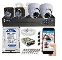 Kit Cftv 4 Câmeras Segurança Hd 720p 1 Mp Dvr 4 Canais