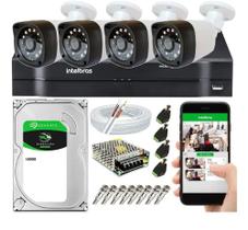 Kit Cftv 4 Câmeras Segurança Hd 720p Dvr Mhdx Intelbras C/Hd 160gb Kit Cftv 4 Câmeras Segurança Hd 720p Dvr Mhdx Intelbras C/Hd 160gb