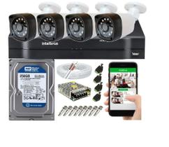 Kit Cftv 4 Câmeras Segurança Hd 720p Dvr Mhdx Intelbras C/Hd 250gb