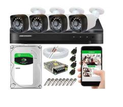 Kit Cftv 4 Câmeras Segurança Hd Dvr Hikvision Full hd