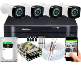 Kit Cftv 4 Cameras Segurança Hd Dvr Intelbras 500GB