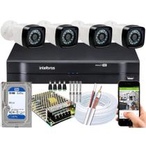 Kit Cftv 4 Cameras Segurança Hd Dvr Intelbras MHDX C/ HD 500GB