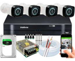 Kit Cftv 4 Cameras Segurança Hd Dvr MHDX Intelbras 500GB