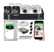 Kit Cftv 4 Câmeras Segurança Hd Dvr Mhdx Intelbras Full hd