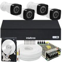 Kit Cftv 4 Cameras Segurança HD Full Hd Dvr Intelbras 4ch