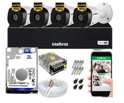 Kit Cftv 4 Câmeras Segurança Intelbras 1080p E Dvr Mhdx 3104