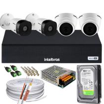 Kit Cftv 4 Câmeras Segurança Intelbras 720p + Dvr Mhdx 3004-C + HD