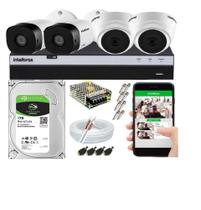 Kit Cftv 4 Câmeras Segurança Intelbras 720p + Dvr Mhdx 3104 + HD 1 TB