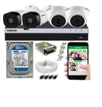 Kit Cftv 4 Câmeras Segurança Intelbras 720p + Dvr Mhdx 3104 + HD Kit Cftv 4 Câmeras Segurança Intelbras 720p + Dvr Mhdx 3104 + HD