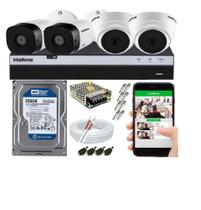 Kit Cftv 4 Câmeras Segurança Intelbras 720p + Dvr Mhdx 3104 + HD