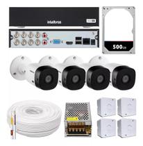 Kit Cftv 4 Cameras Segurança Intelbras Dvr 8 Canais Hd 500gb