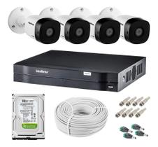 Kit Cftv 4 Câmeras VHL 1220 B Full Hd 1080p 2mp Dvr Intelbras Mhdx Full Hd c/Hd 500gb