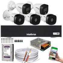 Kit Cftv 5 Cameras 3 cam Full HD 2 Cam Full Color Dvr Intelbras 3008-C C/HD 1TB purple