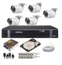 Kit CFTV 5 Cameras Hilook 1mp Hd 720p + Dvr Intelbras Mhdx 8 Canais + Hd 1 Tb - Alta definição