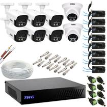 Kit cftv 6 bullets 2 dome 2mp 20m imagens noturnas coloridas dvr ft individual sem hd