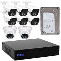 Kit cftv 6 bullets 2 dome 2mp star plus dvr 8 hd 1tb sem cabeamento