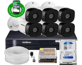 Kit Cftv 6 Câmeras 1120B Bullet 720P Dvr 8 Canais Intelbras Mhdx + Hd 500Gb