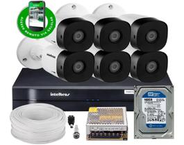 Kit Cftv 6 Câmeras 1120B Bullet 720P Dvr 8 Canais Intelbras Mhdx + Hd