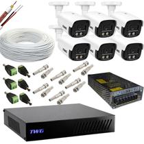 Kit cftv 6 cameras 2mp 20m imagens noturnas coloridas dvr 8 canais com ft 10a sem hd