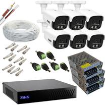 Kit cftv 6 cameras 2mp 20m imagens noturnas coloridas dvr 8 canais com hd