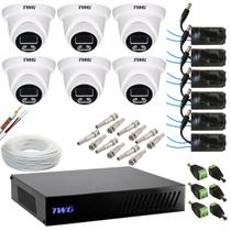 Kit cftv 6 cameras dome 2mp 20m imagens noturnas coloridas com dvr 8 e ft individual sem hd Kit cftv 6 cameras dome 2mp 20m imagens noturnas coloridas com dvr 8 e ft individual sem hd